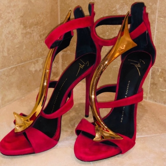 Giuseppe Zanotti Red and Gold Heels - Picture 2 of 6